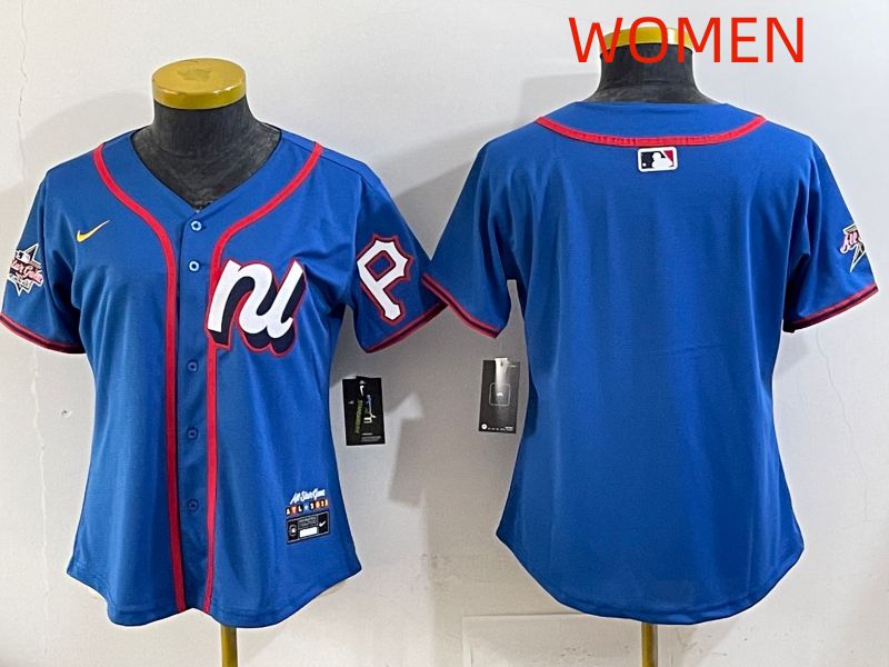 Women 2025 Pittsburgh Pirates Blank Blue All star Nike MLB Jersey style 01->women mlb jersey->Women Jersey